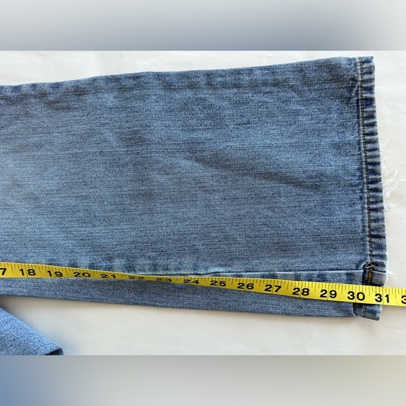Vintage 90s Y2K Bongo Distressed Faded Blue Flare Jeans Size 9 - Picture 10 of 12